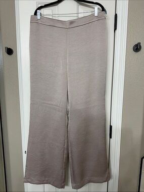 Ann Taylor Wide-Leg silk like Pants in Taupe